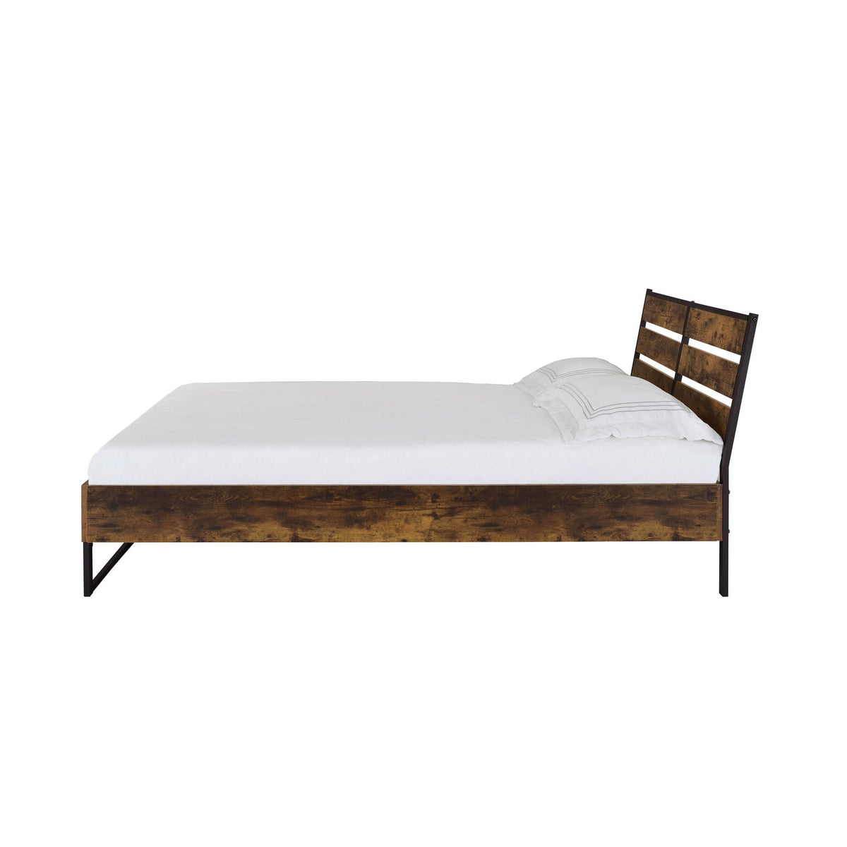 Juvanth Rustic Bed King Panel with Under Bed Storage Option – Dark Brown