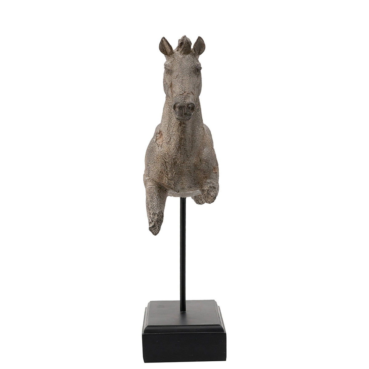 Antique Horse Statue On Stand with Iron Base - Gray