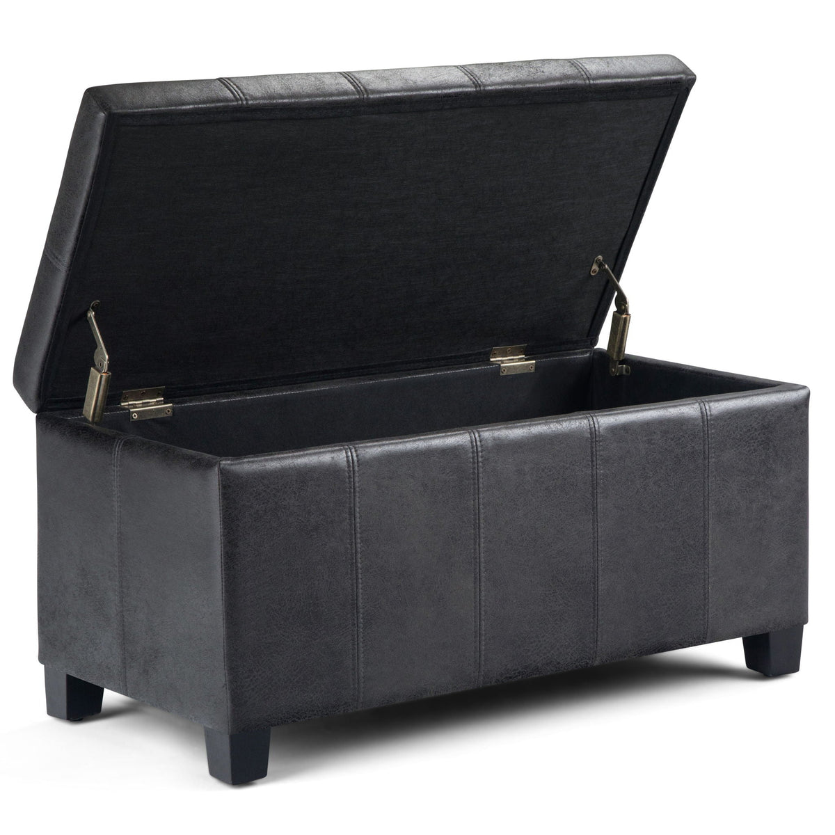 Multifunctional Storage Ottoman Bench with Safety Hinge - Dark Brown or Black