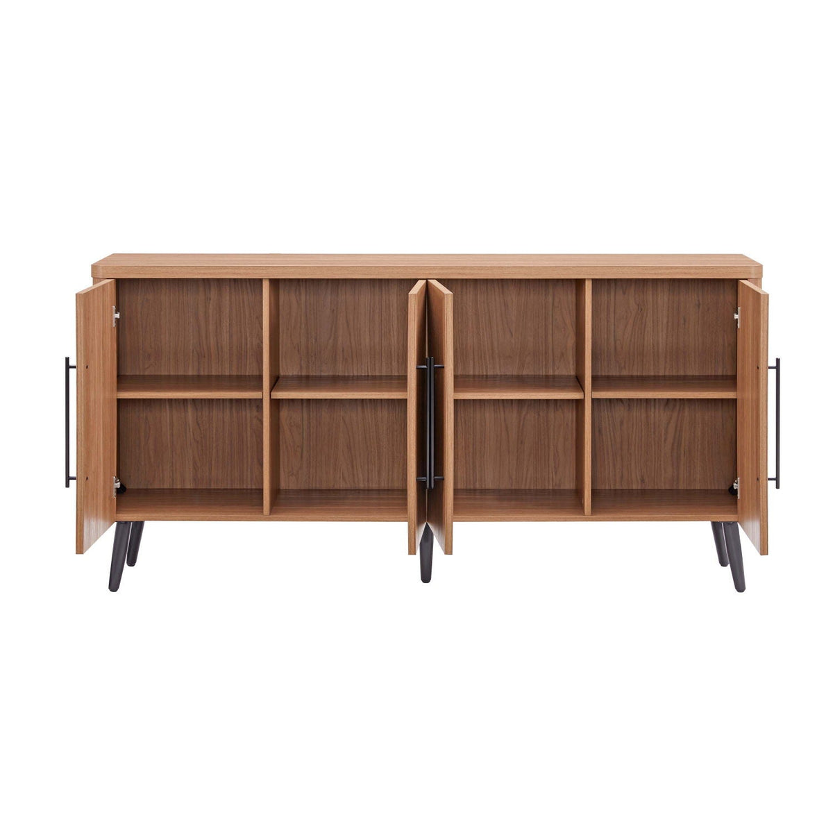 Mid-Century Modern Sideboard with Adjustable Shelves - Dark Gray or Light Brown