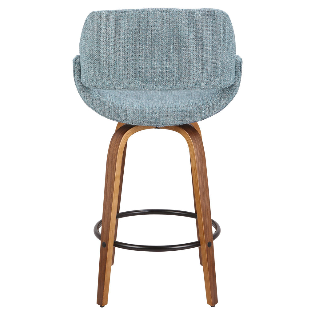 Fabrico Mid-Century Modern Fixed Height Counter Stool And Round Footrest (Set of 2)