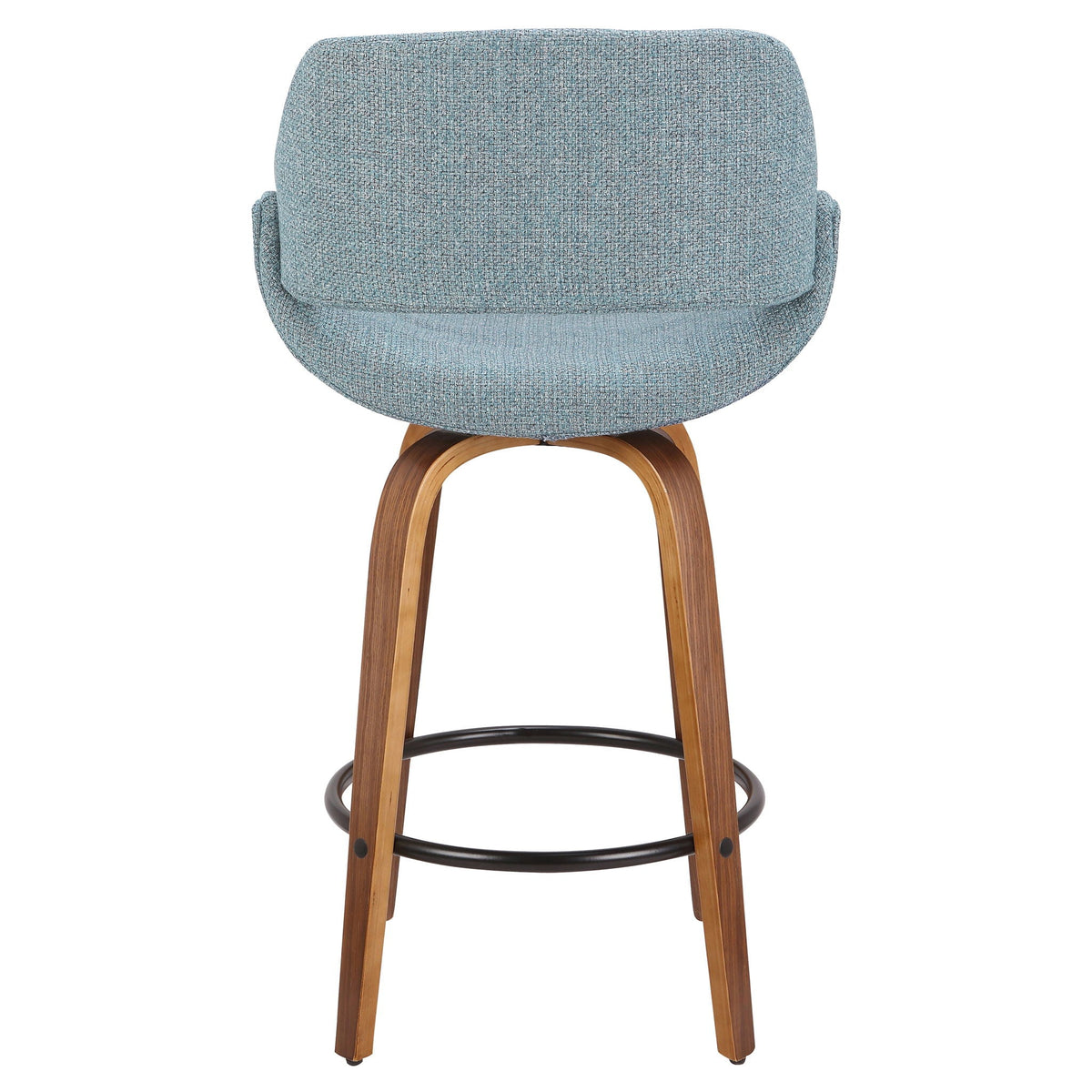 Fabrico Mid-Century Modern Fixed Height Counter Stool And Round Footrest (Set of 2)