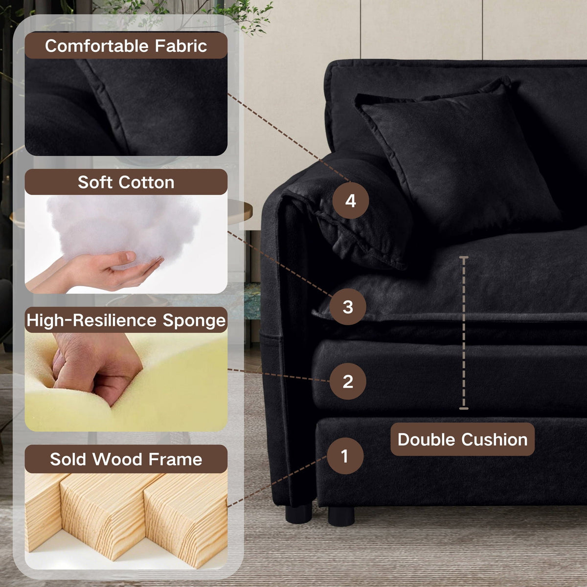 Oversized Chair & Ottoman with Soft Upholstery - Blue or Black