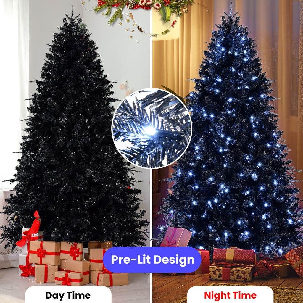 7ft Christmas Tree with Sturdy Metal Frame - Black or Green