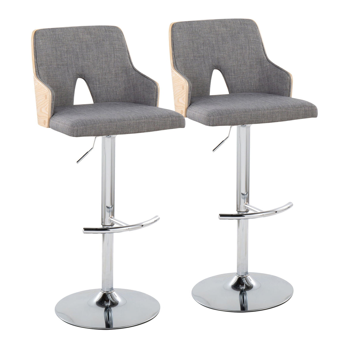 Stella Adjustable Barstool Set with Swivel & Rounded T Footrest - Dark Gray or Beige