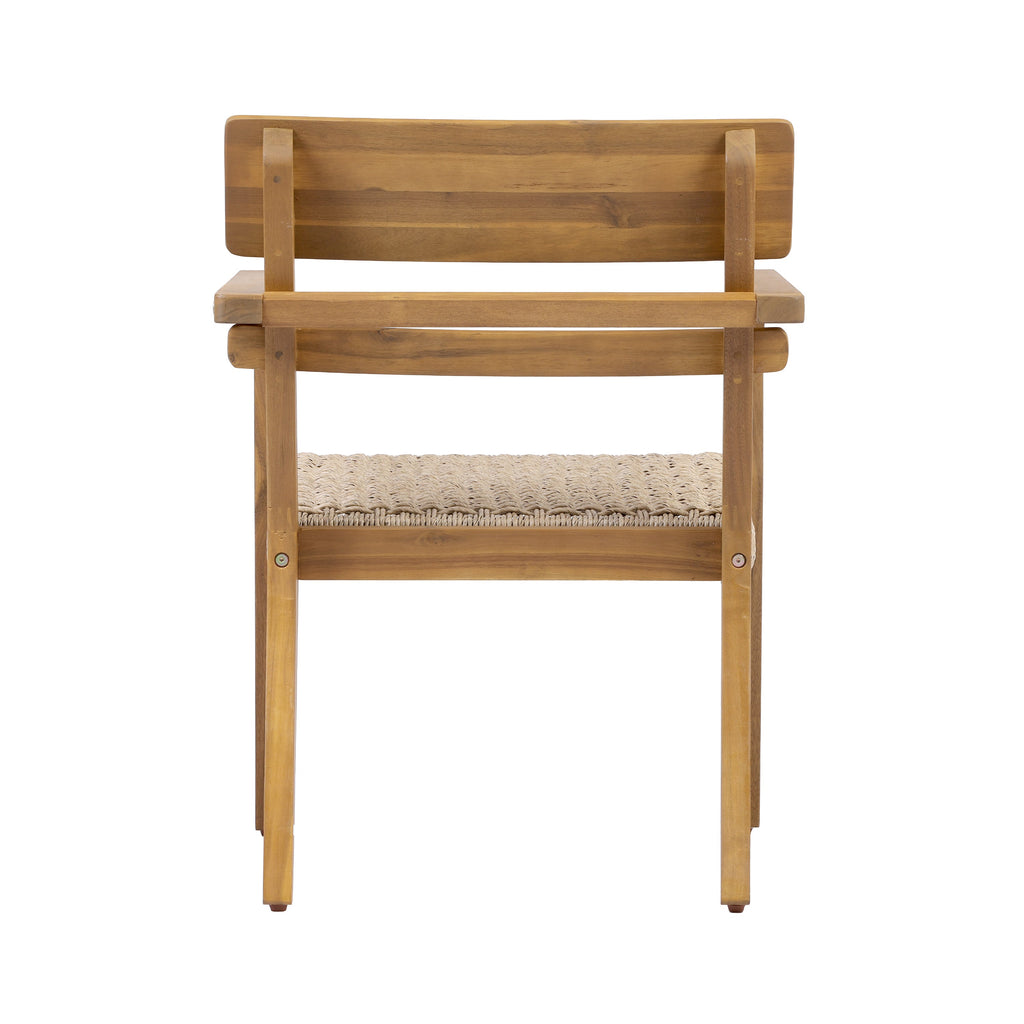 Outdoor Acacia Wood Dining Chairs with Woven Wicker Seats - Natural