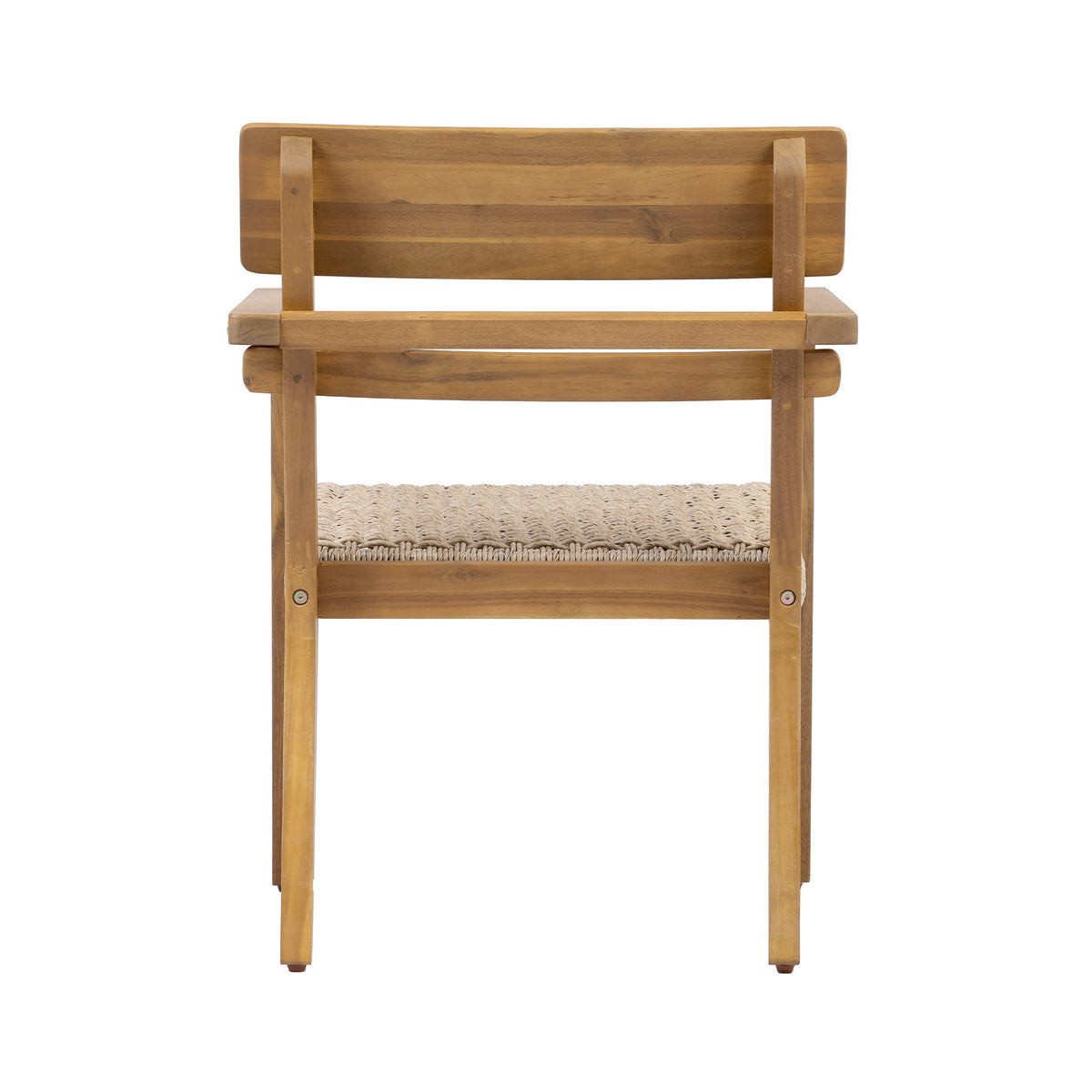 Outdoor Acacia Wood Dining Chairs with Woven Wicker Seats - Natural