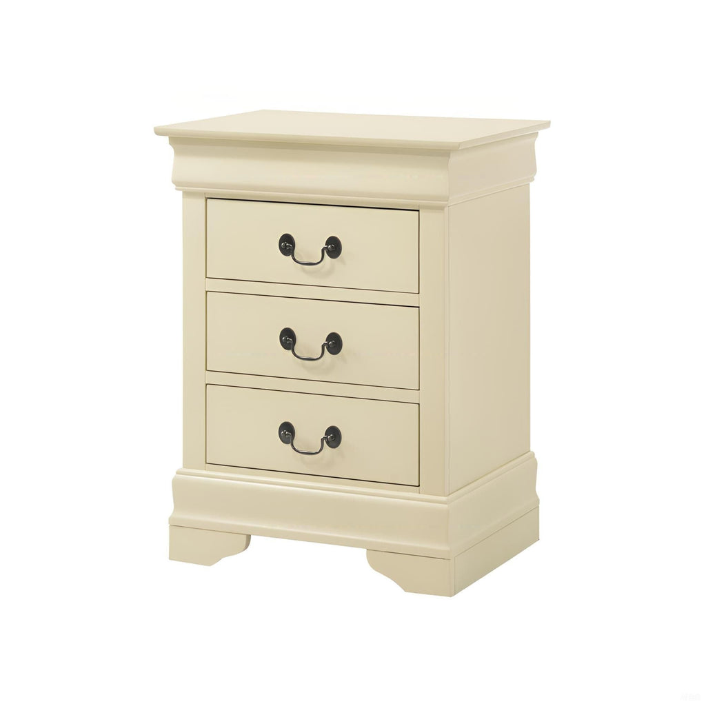 Louis Phillipe Wood Nightstand with Storage Drawers - Multiple Colors