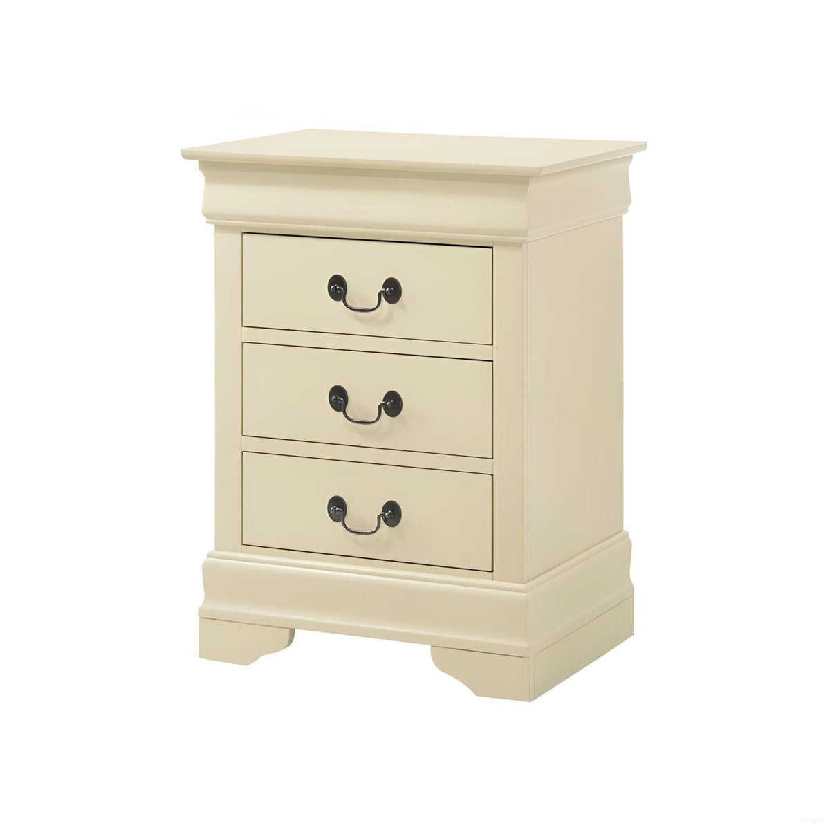 Louis Phillipe Wood Nightstand with Storage Drawers - Multiple Colors