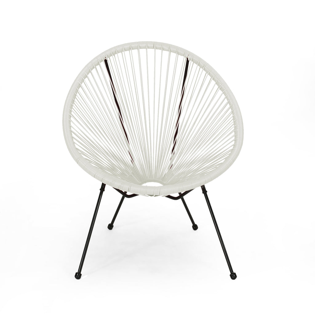Anson Chair Set of 2 Patio Seating with Steel Frame and PE Rattan - White