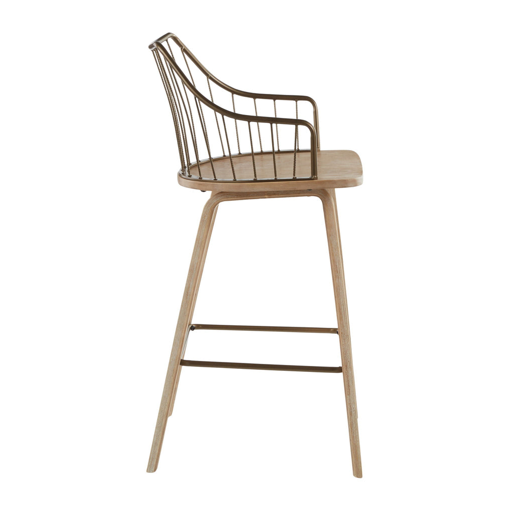 Farmhouse Counter Stool with Metal Spindle Back - Beige or Black