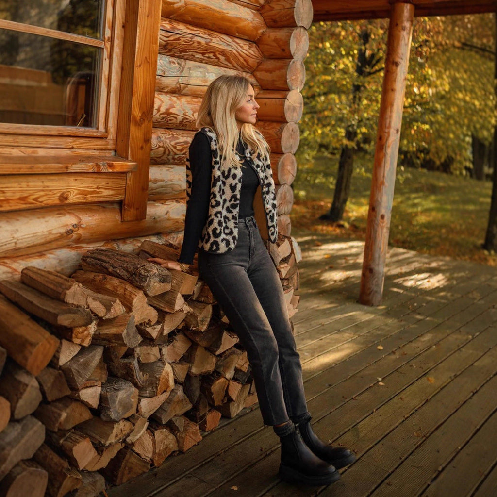 Elegant Leopard Fur Vest For Women