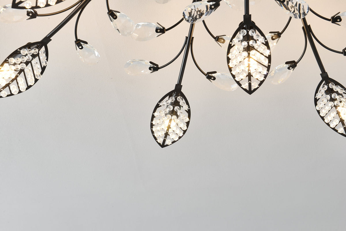 15-Light Chandelier with Crystal Accents - Matte Black