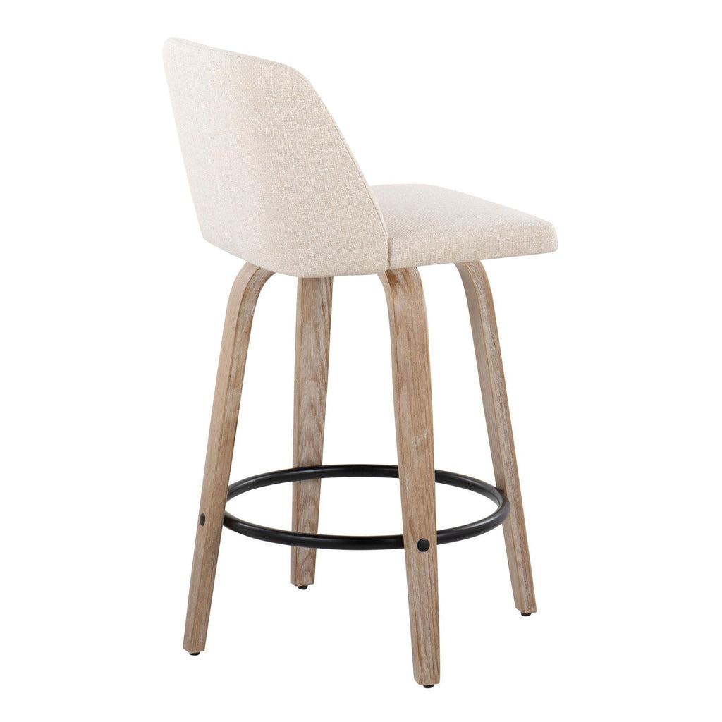 Toriano - Contemporary Fixed-Height Counter Stool & Swivel with Round Footrest (Set of 2)