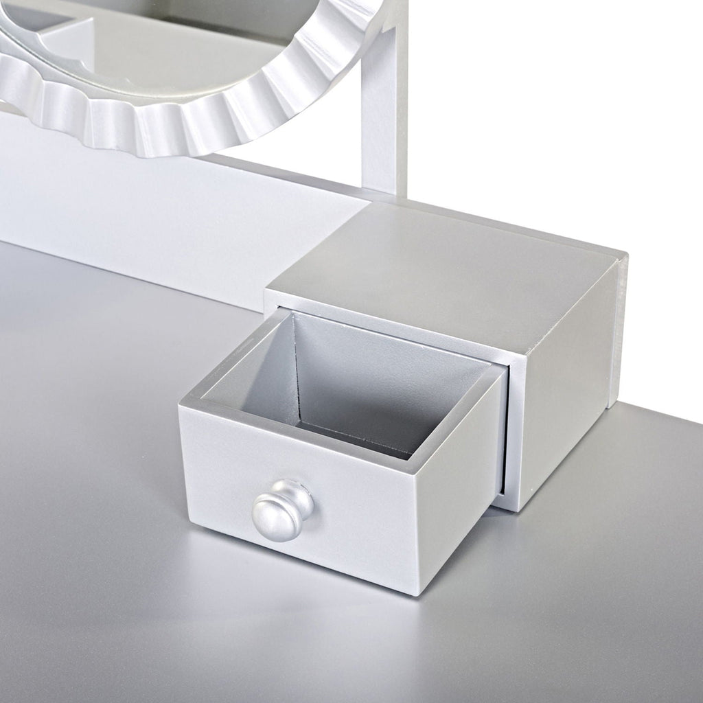 Luxury Vanity Desk with Height Adjustable Mirror - Silver