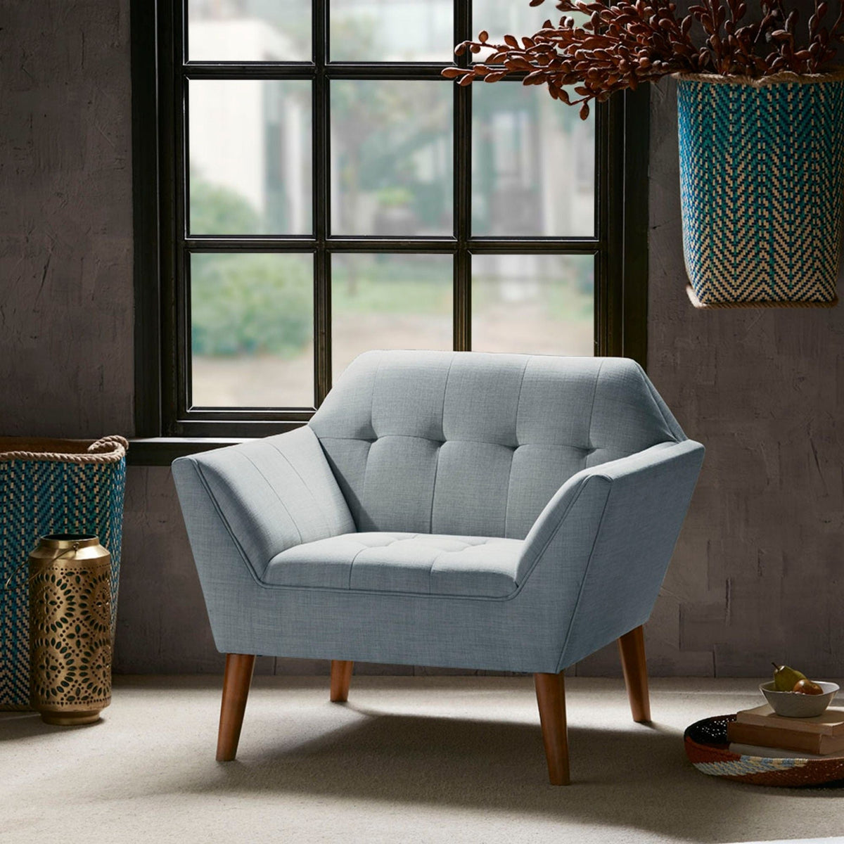 Modern Lounge Chair With Button Tufting