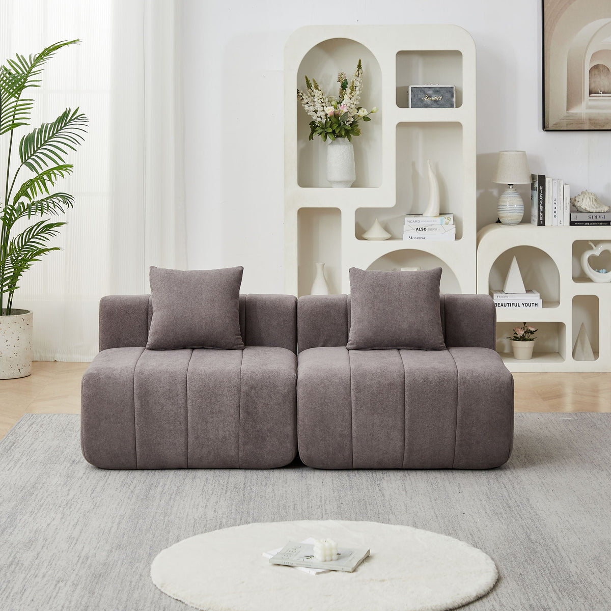 Modular Sectional Sofa with 2 Pillows – Symmetrical Design