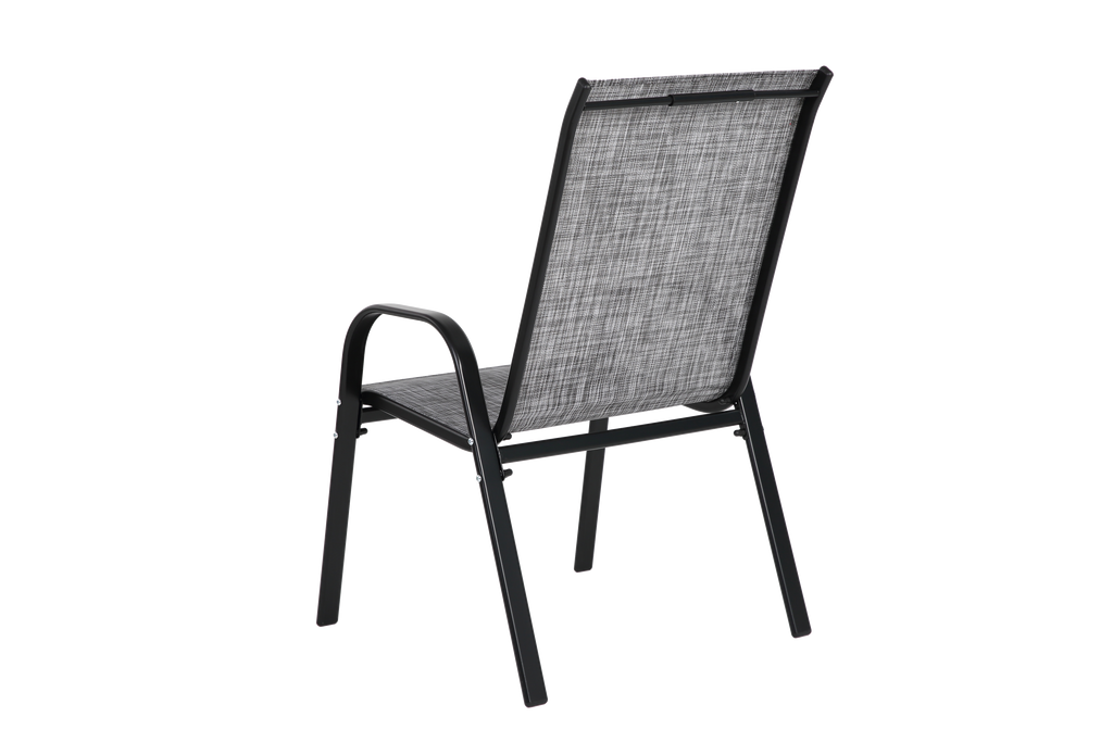 Breathable Textilene Patio Chairs with High Backrest - Grey (8 Piece Set)