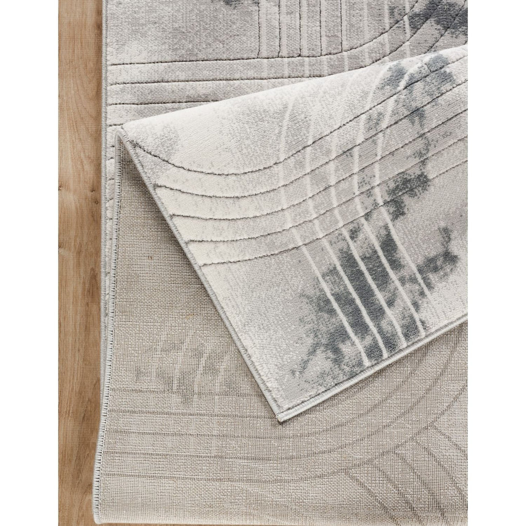 Geometric 3D Effect Area Rug with Ultra-Soft Polyester - Ivory / Gray