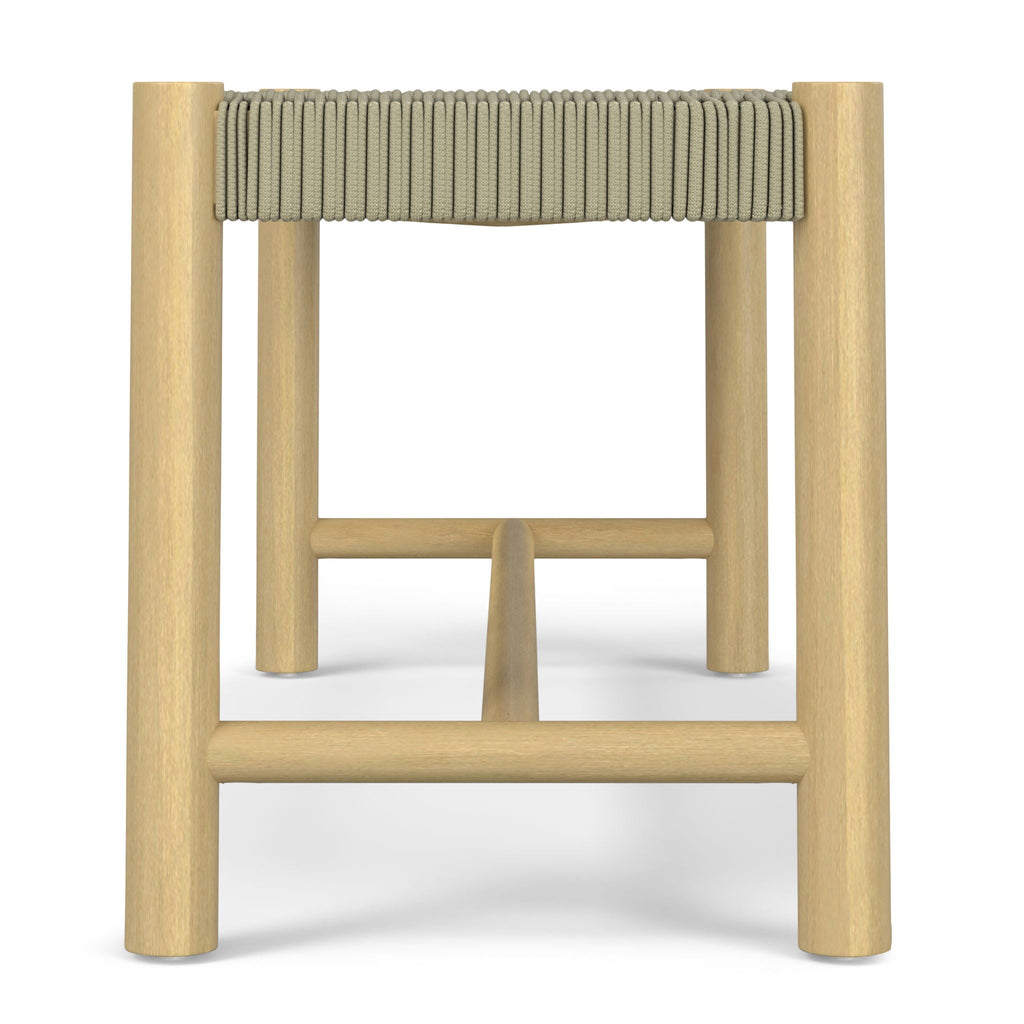 Contemporary Accent Bench with Solid Acacia Frame and Rope Seat - Gray or Dark Gray