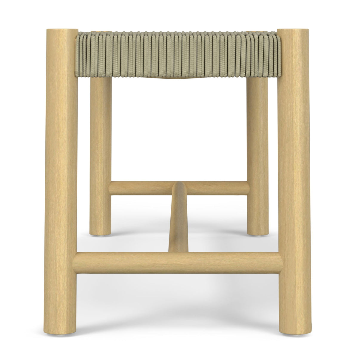 Contemporary Accent Bench with Solid Acacia Frame and Rope Seat - Gray or Dark Gray