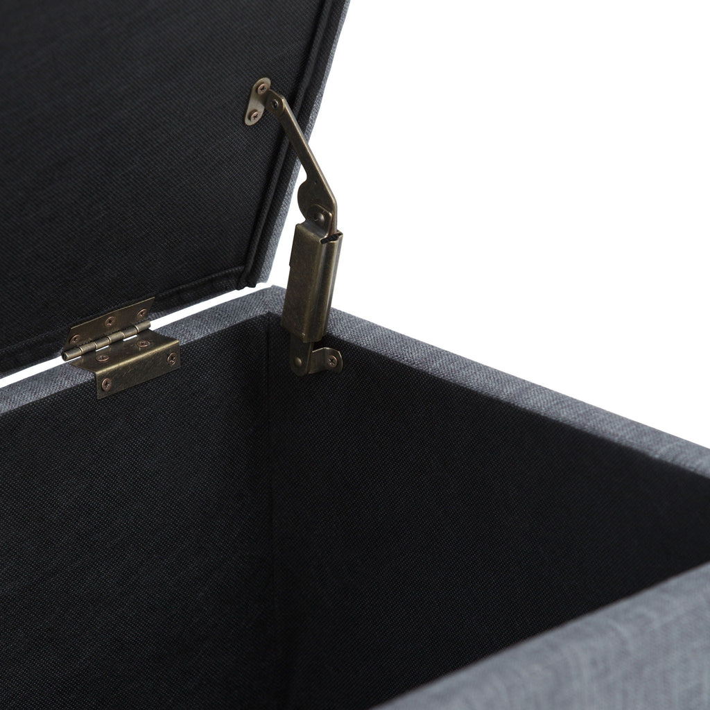 Upholstered Storage Ottoman Bench with Safety Hinge - Multiple Colors