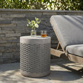 Outdoor Lightweight Round Concrete Side Table with Modern Design - Grey