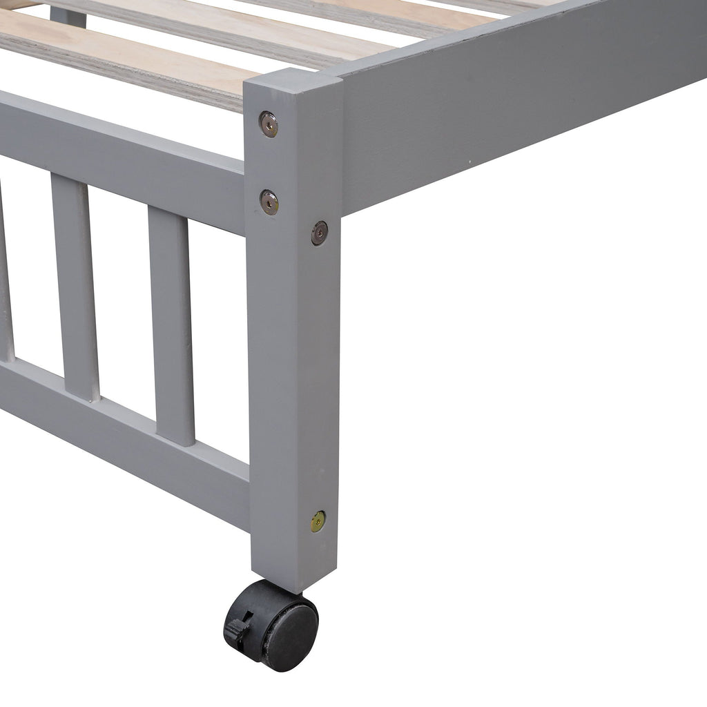 Bunk Bed With 6 Drawers And Flexible Shelves, Bottom Bed With Wheels