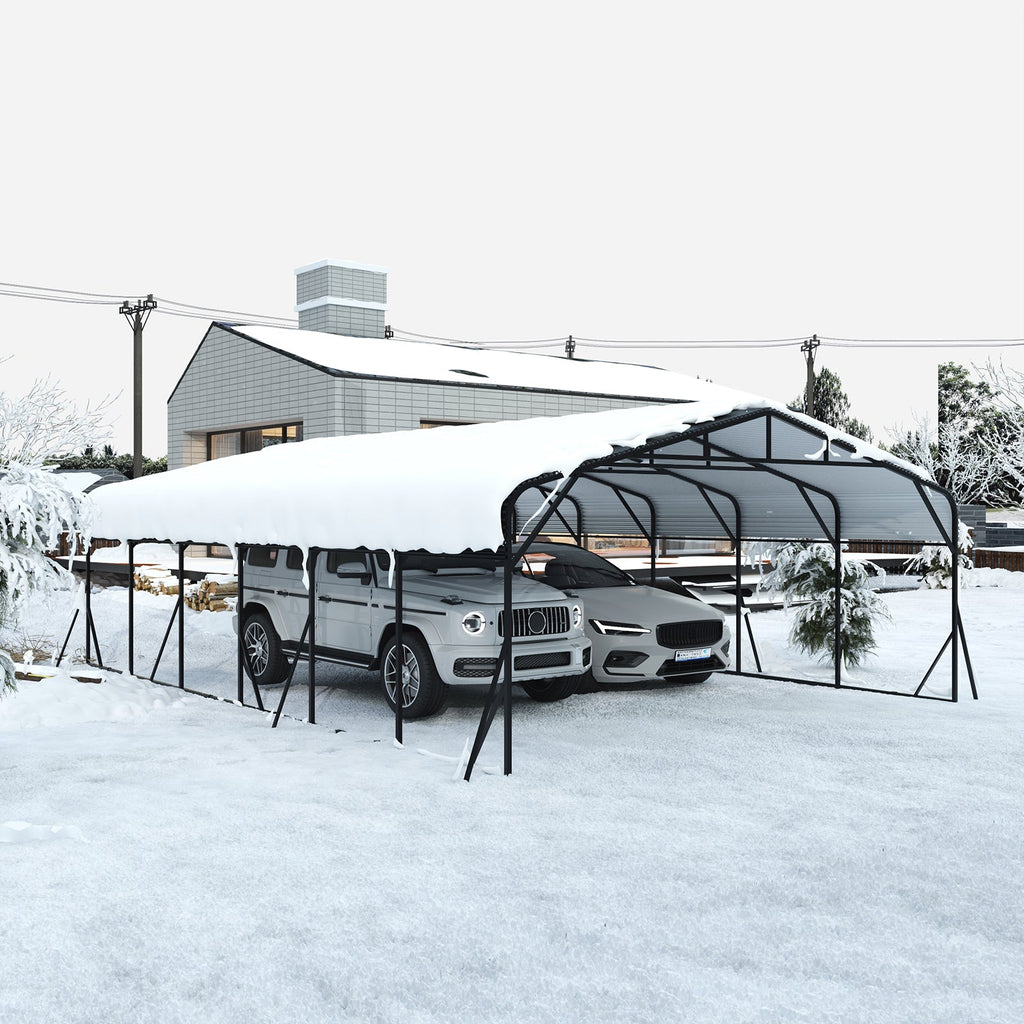 Heavy Duty Carport Canopy 20'X30' with Galvanized Steel Roof - Steel