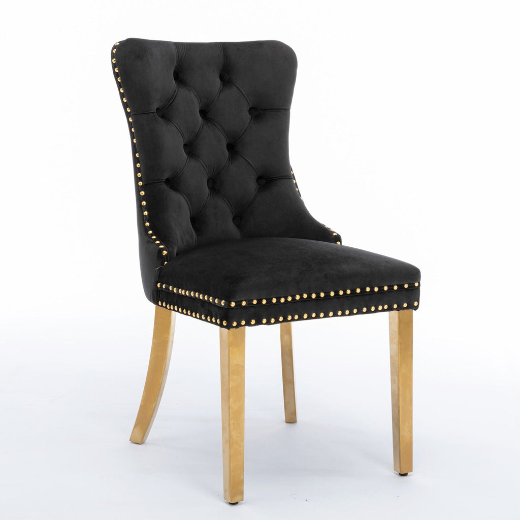 Modern Tufted Dining Chair Set of 2 with Velvet Upholstery - Nikki Collection