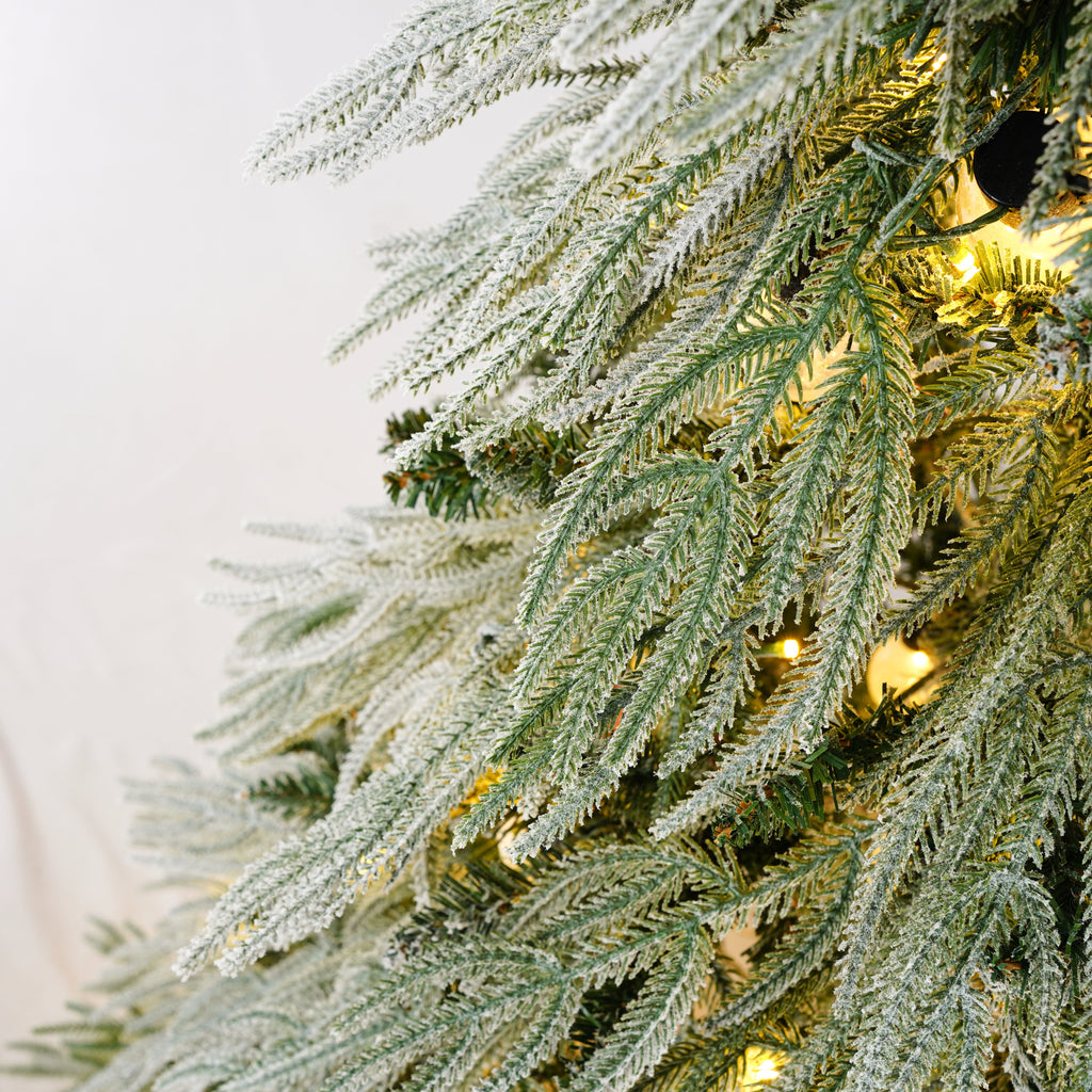 7 FT Pre-Lit Flocked Artificial Christmas Tree with LED Lights - White