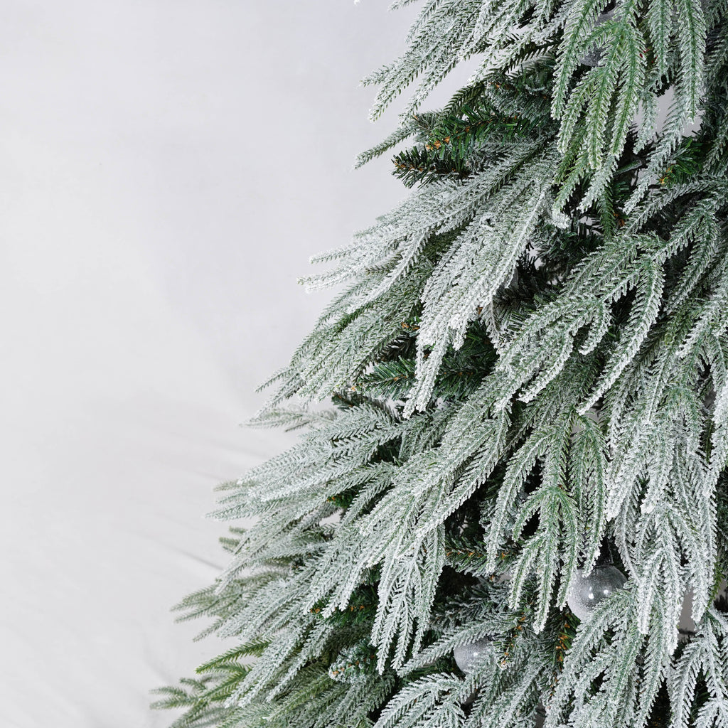 7 FT Pre-Lit Flocked Artificial Christmas Tree with LED Lights - White