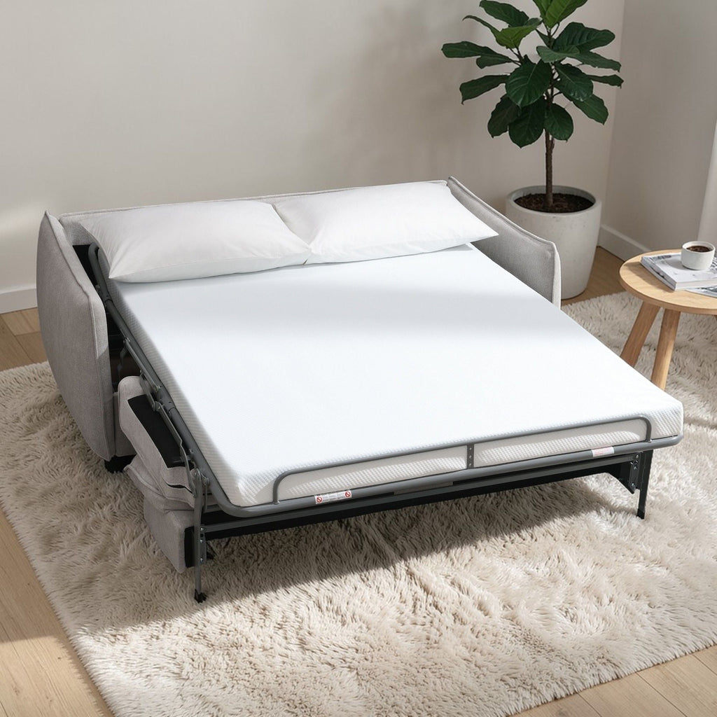 Beige Sleeper Sofa with Memory Foam Mattress