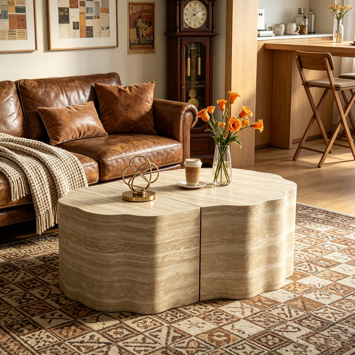 Round Coffee Tables Set of 2 with Modern Minimalist Design - Wood & MDF