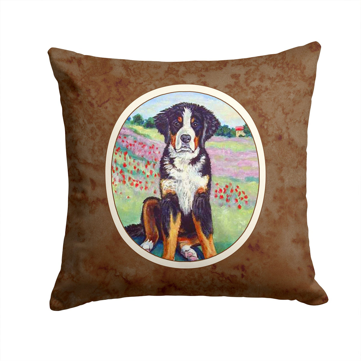 Bernese Mountain Dog Decorative Throw Pillow 14x14 Indoor Outdoor Accent Cushion, Fabric Cover with Insert for Sofa, Bed, Porch & Living Room