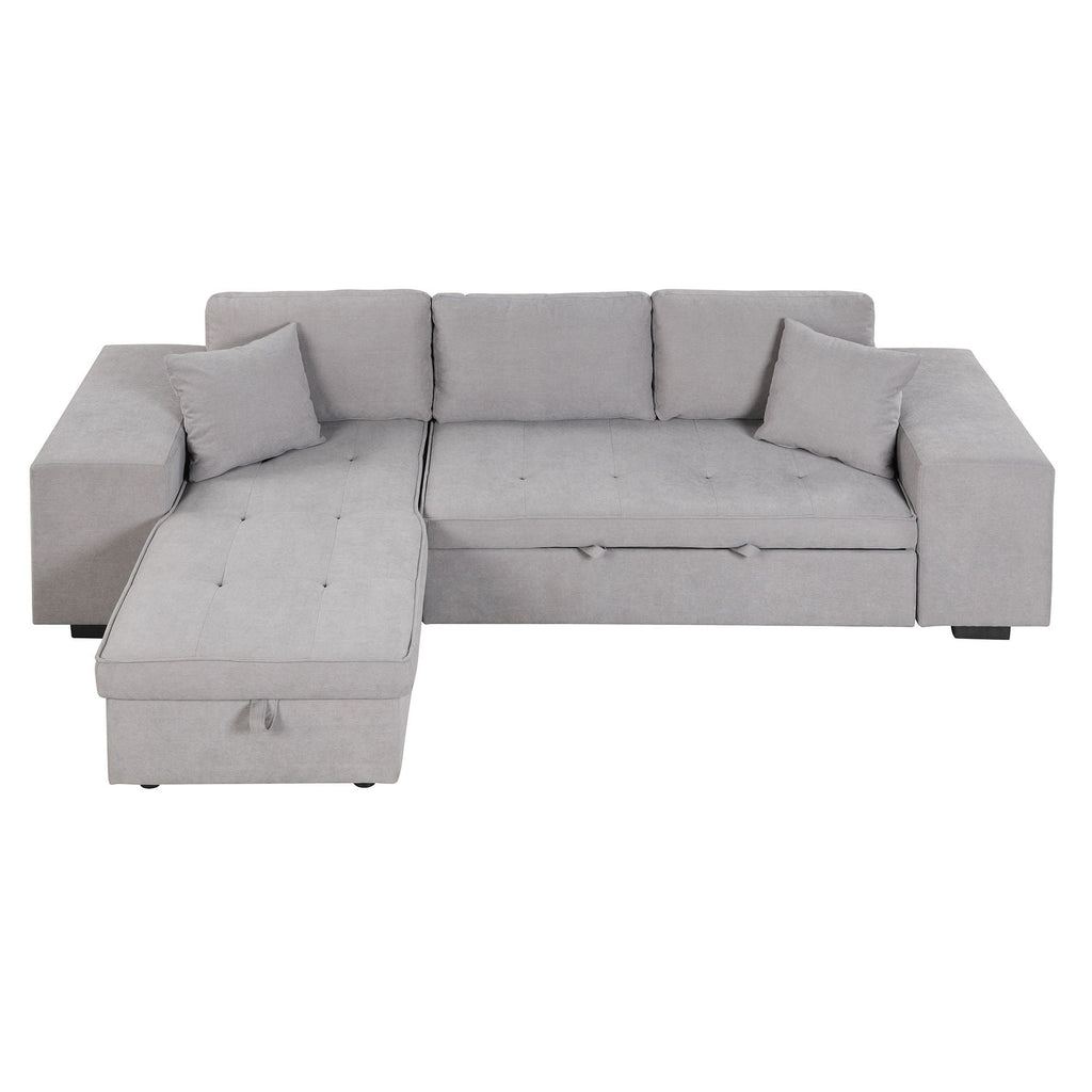 Reversible L-Shape Sleeper Sectional Sofa with Storage Chaise and 2 Stools - Multiple Colors