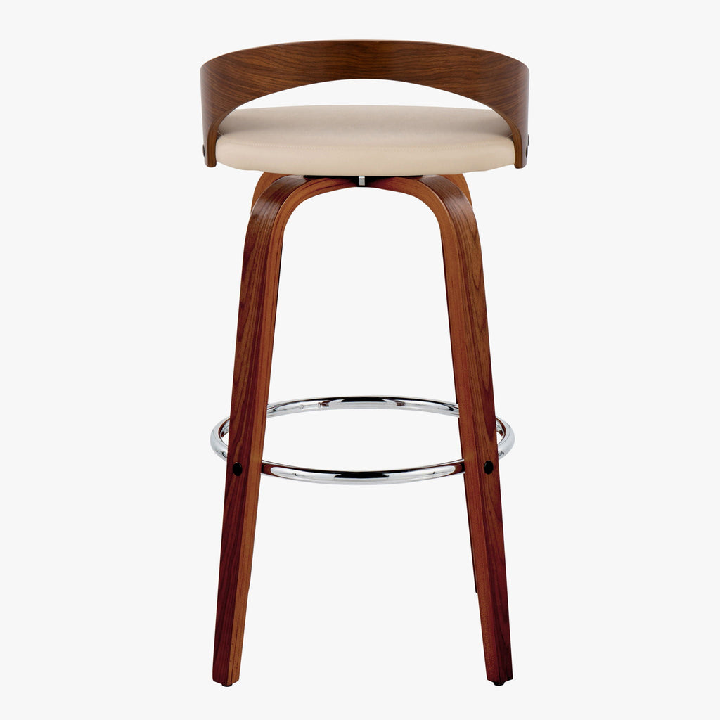 Contemporary Swivel Barstool Set with Round Footrest - Pearl Silver