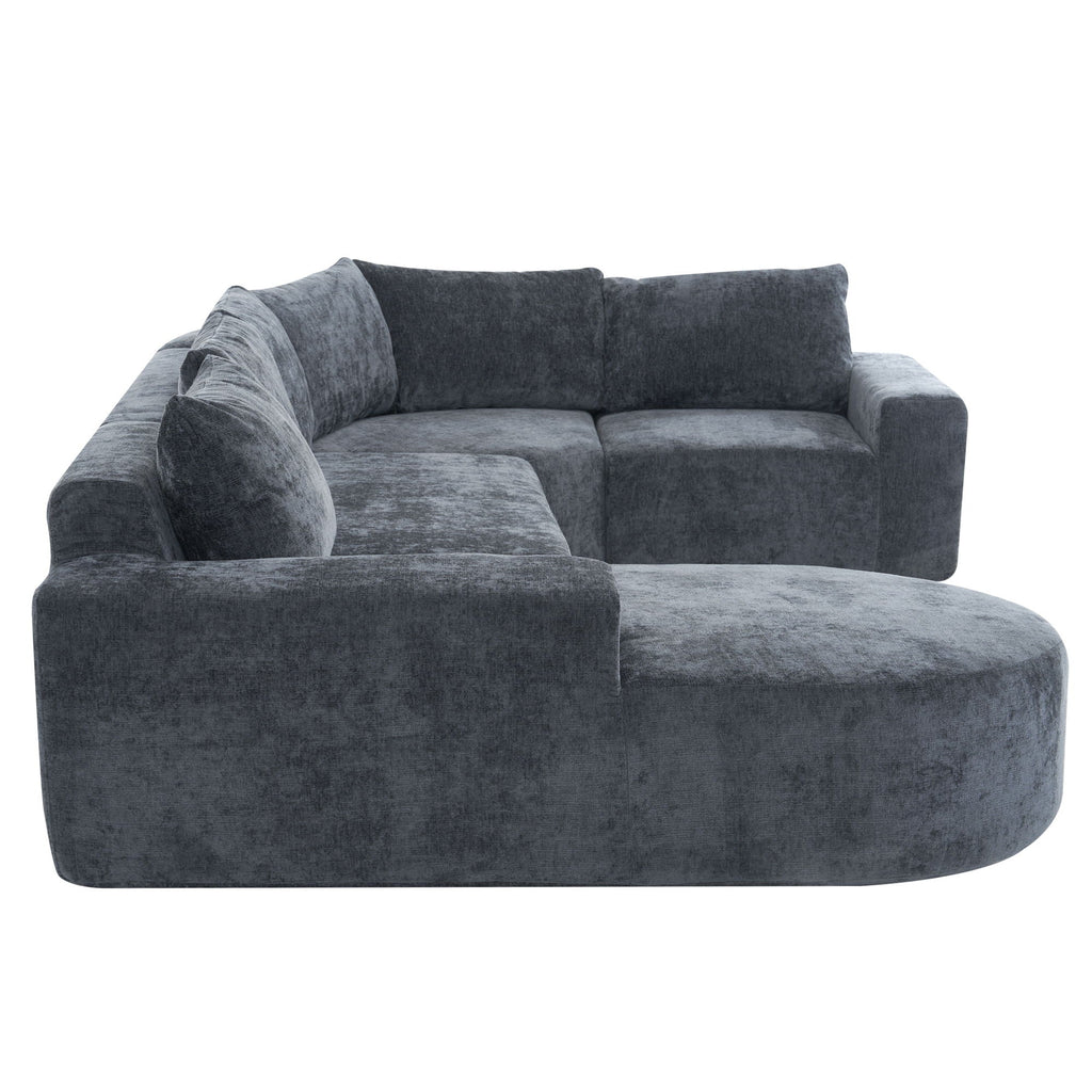 Modular Cloud Sectional Sofa Set with Deep Seating - Choose Beige, Dark Gray, or Dark Brown