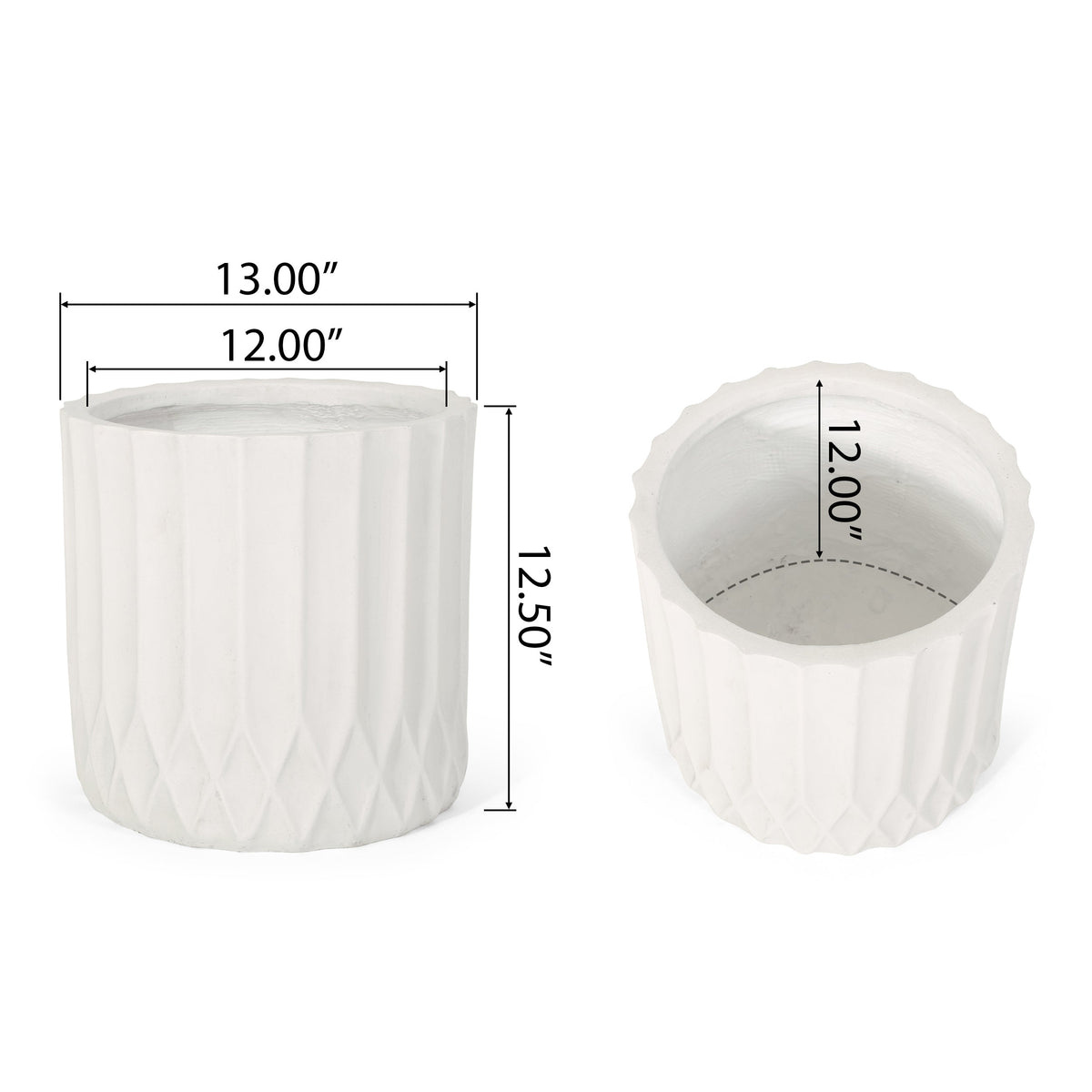 Antique White MGO Planter with Durable Magnesium Oxide Construction - 12.75" Cube