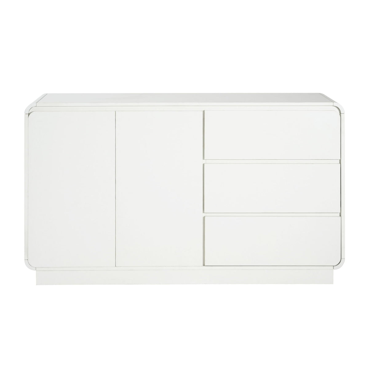 Wide Storage Sideboard with 2 Doors and 3 Drawers - White or Light Brown
