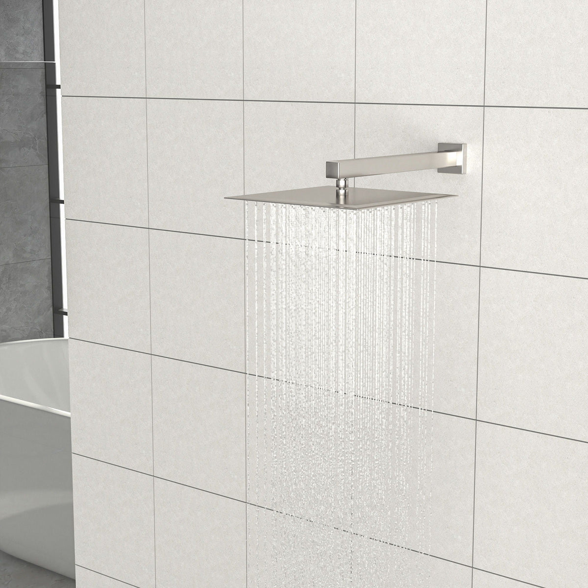Wall Mounted Shower Arm with Flange – 16" Stainless Steel - Gold, Black, Gray