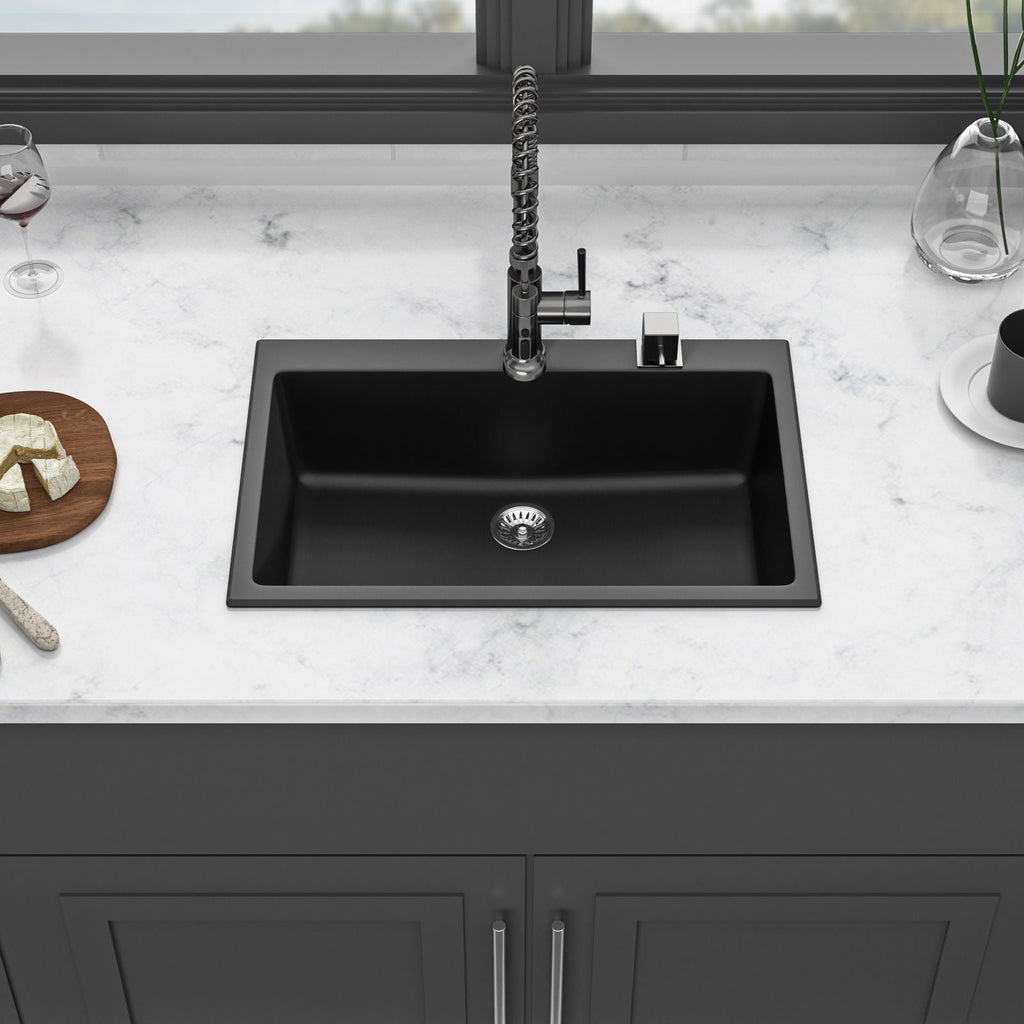 Quartz Kitchen Sink with Durable Design - Black or White