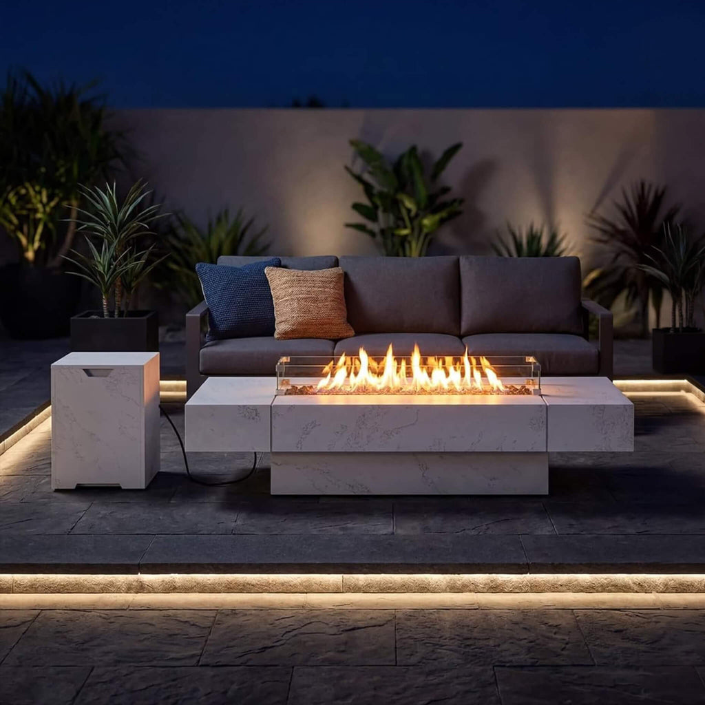 71-Inch Outdoor 60K BTU Fire Pit Table With Wind Guard (SAK41326)
