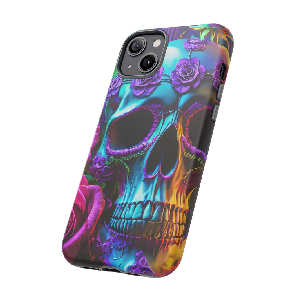 Neon Skull and Roses Vibrant Tough Phone Case