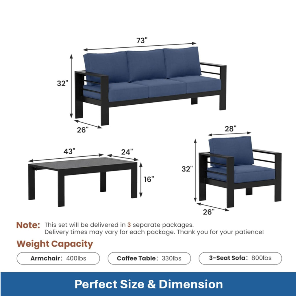 All-Weather Outdoor Patio Set with Thick Cushions - Multiple Colors