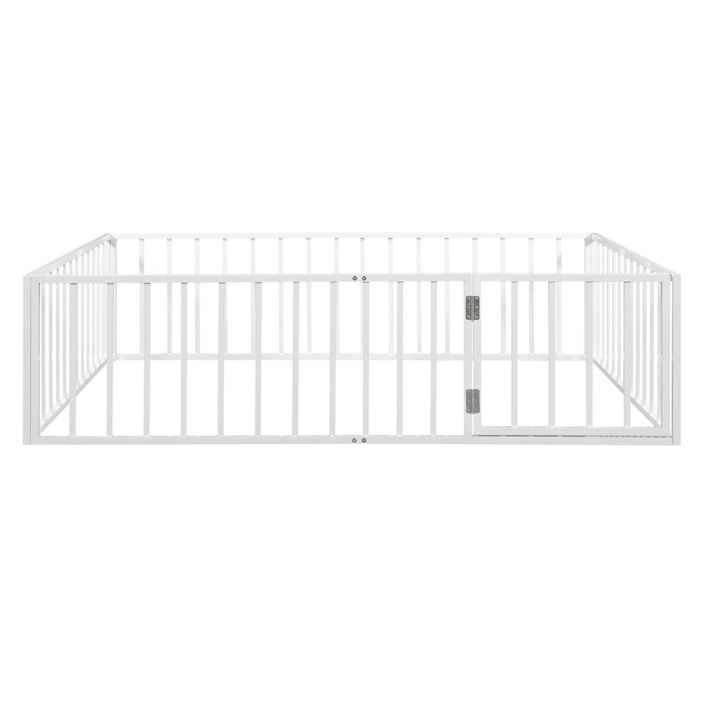 Metal Floor Bed Frame With Fence And Door