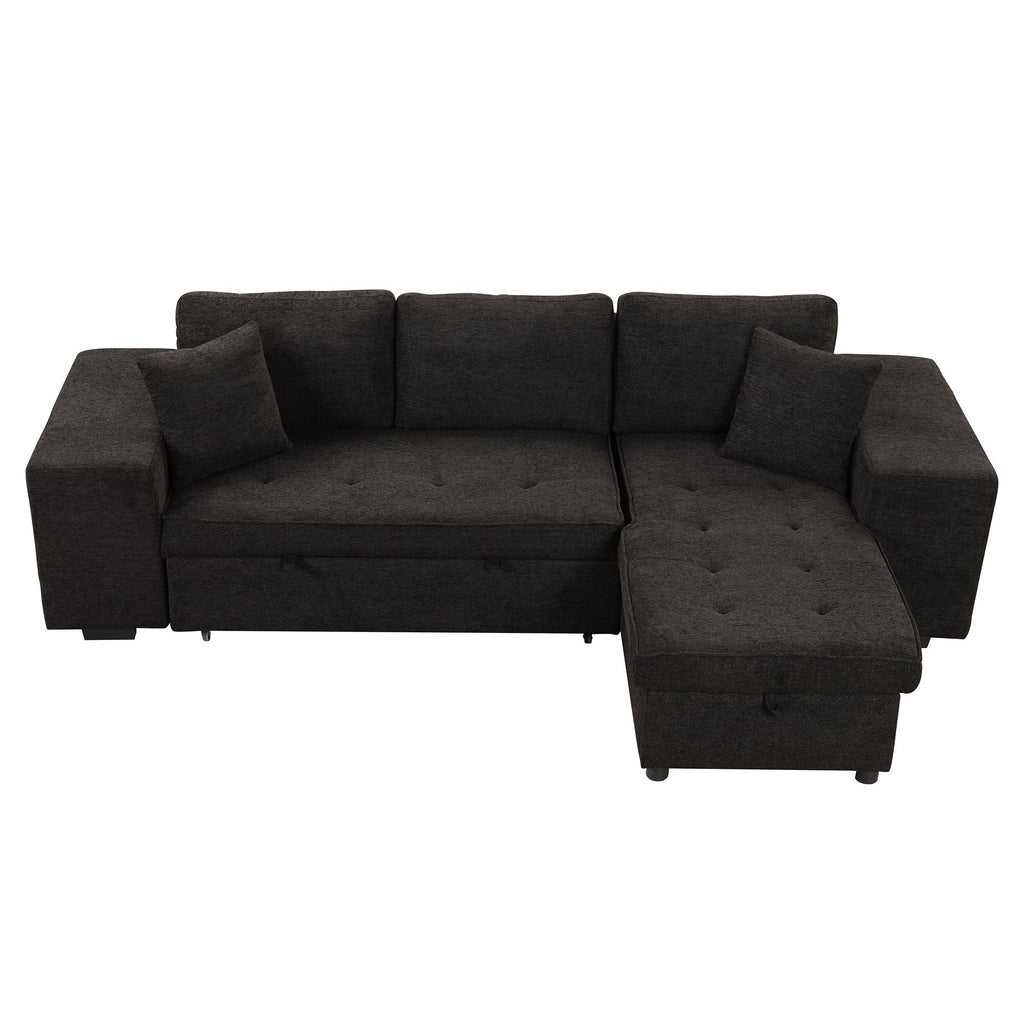 Reversible L-Shape Sleeper Sectional Sofa with Storage Chaise and 2 Stools - Multiple Colors