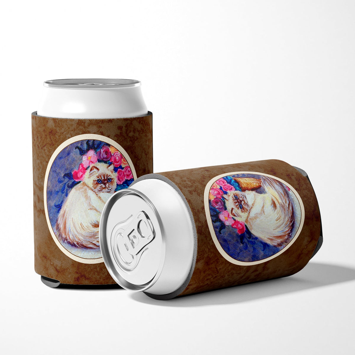 Persian Cat Can or Bottle Hugger Cooler Sleeve for Standard 12 oz Cans, Insulated Foam Beer & Soda Can Hugger Reusable