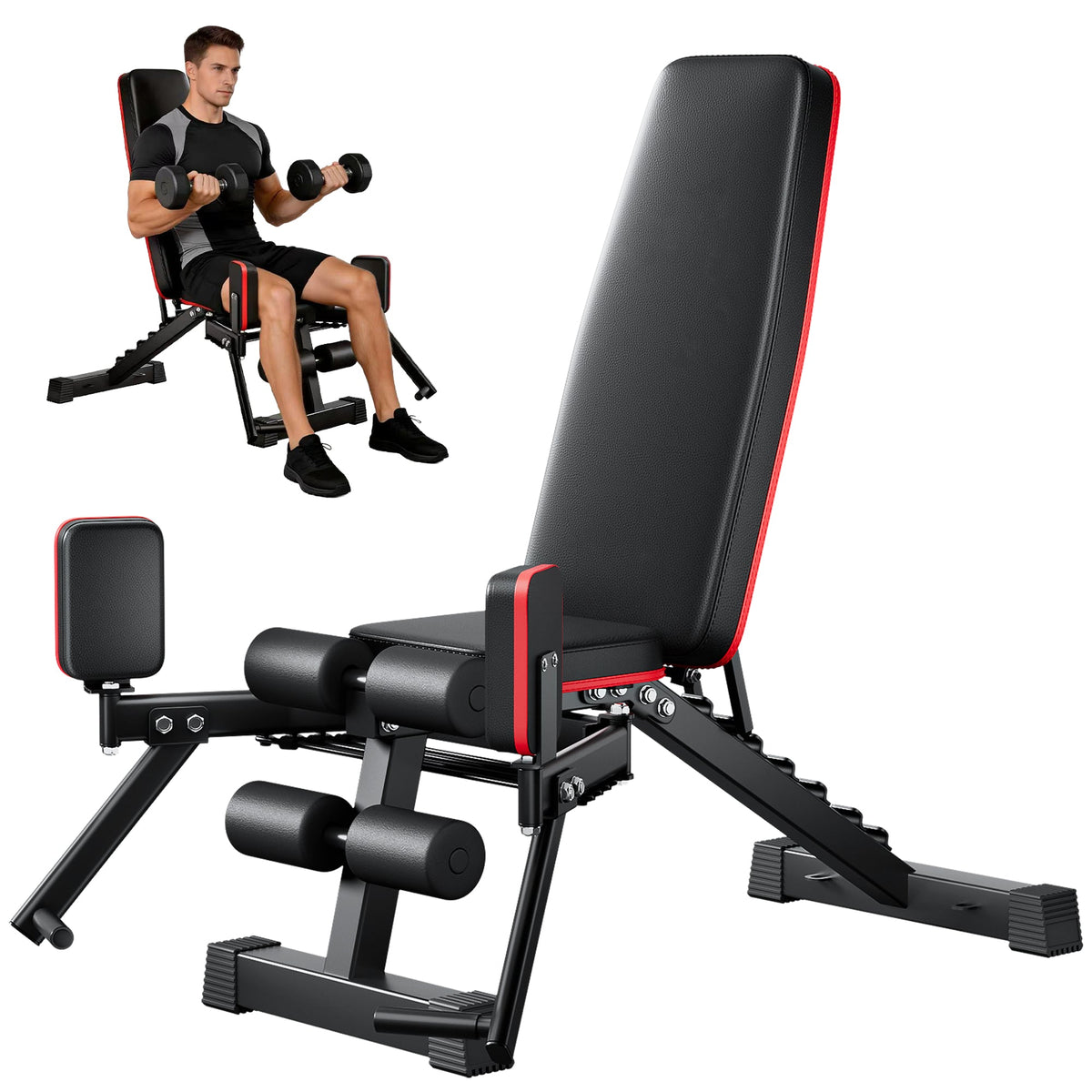 2-in-1 Weight Bench with Hip Abduction - Home Gym