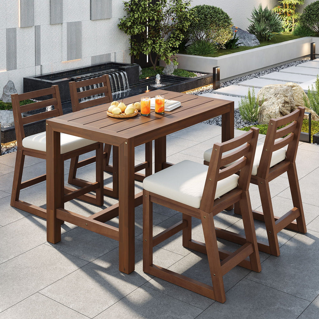 Patio Bar Set with Ergonomic Chairs - Light Brown or Dark Brown